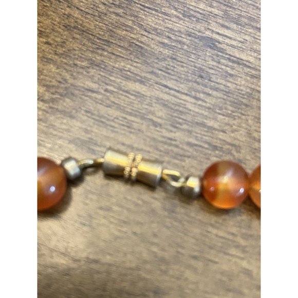 16" orange/brown beads with shell hearts necklace - Picture 5 of 5